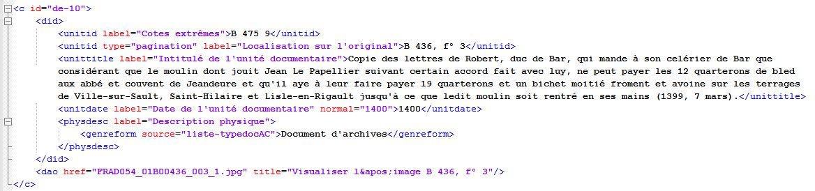 La description encodée de la pièce cotée B 475 9