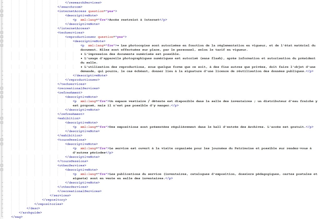 Dernières lignes d’une notice au format EAG 2012, générée par Arkhéïa Aide au classement