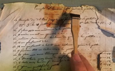 Étapes de la restauration du registre du médecin Portalès