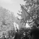 Cérémonie du 11 novembre. Monument aux morts. Pendant les discours